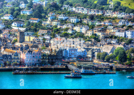 Dartmouth Stadt und Hafen Devon England mit Booten in HDR Stockfoto