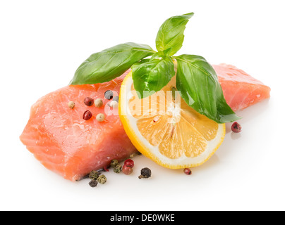 Filet vom Lachs mit Zitrone und sauce Stockfoto