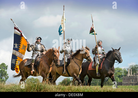 Der "Berkeley Scharmützel" mittelalterliche Re-Enactments in Berkeley Castle in der Nähe von Gloucester wo der 500. Jahrestag der Schlacht von Fl Stockfoto