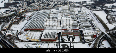 Luftbild, Schnee, innerstädtische Autobahn, Zafirawerk Pflanze, Astrawerk Fabrik, Opel GM General Motors Werk ich Pflanzen, Bochum Stockfoto