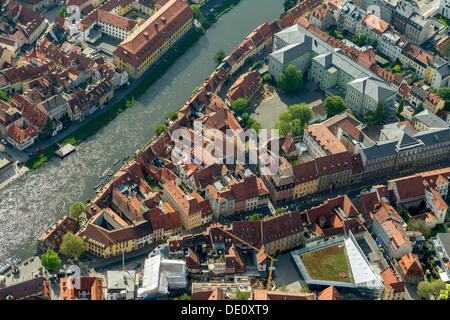 Luftaufnahme, Bamberg-Klein-Venedig, Mainufer, Bamberg, Franken, Oberbayern Stockfoto