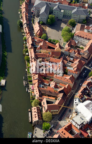 Luftaufnahme, Bamberg-Klein-Venedig, Mainufer, Bamberg, Franken, Oberbayern Stockfoto