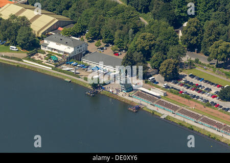 Luftbild, See Baldeney, Regatta-Turm und Schiff Häuser des North Shore, Essen, Ruhr Area, North Rhine-Westphalia Stockfoto