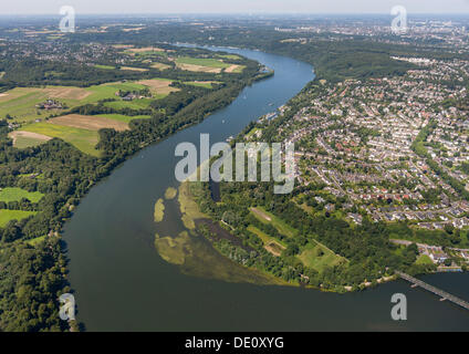 Luftaufnahme von Kupferdreh, Schleife des Flusses Ruhr, See Baldeneysee, Essen, Ruhrgebiet, Nordrhein-Westfalen Stockfoto