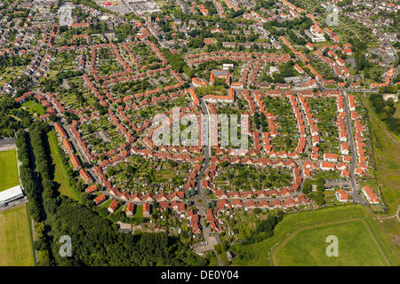 Luftbild, Eckelshof Wohnsiedlung für Industriearbeiter, Bergmanns Häuser, Ahlen, Ruhrgebiet, Nordrhein-Westfalen Stockfoto