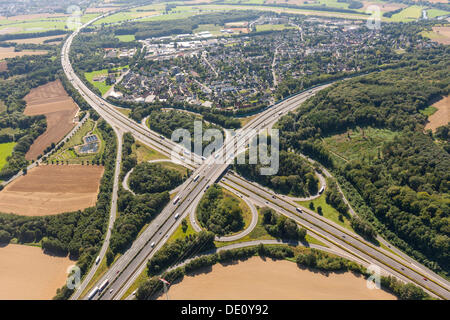 Luftbild, Autobahn A45 und Autobahn A1 Westhofener Kreuz Autobahn Kreuzung, Dortmund, Ruhrgebiet Stockfoto