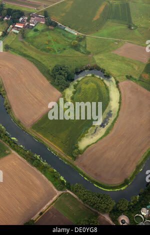 Luftbild, Lippe Fluss, Wiesen, Mäander, Naturschutzgebiet, Selm, Ruhrgebiet, Nordrhein-Westfalen Stockfoto