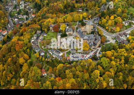 Luftaufnahme, Schloss Burg castle eine der Wupper, Solingen, Herbst, Bergisches Land/Region, North Rhine-Westphalia Stockfoto