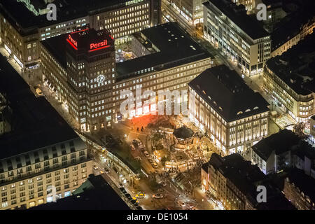 Antenne-anzeigen, Engelchenmarkt, kleine Engel-Markt, Heinrich-Heine-Platzes, Nachtszene, Düsseldorf, Rheinland Stockfoto