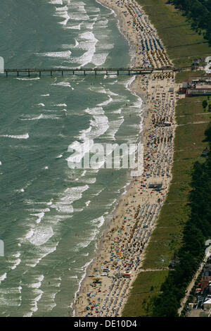 Luftaufnahme, Strand in Binz auf Rügen Stockfoto