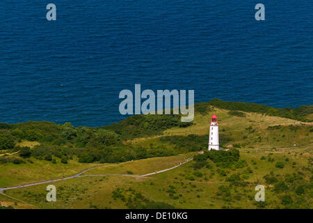 Luftaufnahme, Leuchtturm Dornbusch an der Nordspitze der Insel Hiddensee, Neuendorf Stockfoto