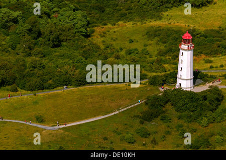 Luftaufnahme, Leuchtturm Dornbusch an der Nordspitze der Insel Hiddensee, Neuendorf Stockfoto