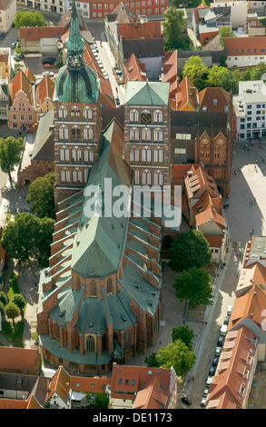 Luftaufnahme, St.-Nikolai-Kirche Stockfoto