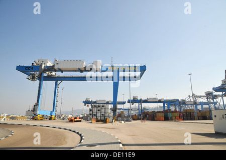 Israel, Haifa, Haifa Port Containerumschlag Stockfoto