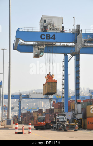 Israel, Haifa, Haifa Port Containerumschlag Stockfoto