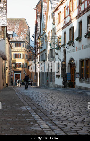 Georgengasse Straße in der alten Stadt von Rothenburg Ob der Tauber, Bayern Stockfoto