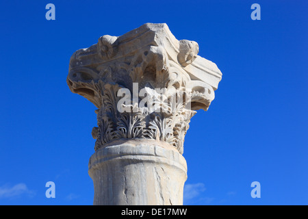 Zypern, Kourion, assyrische Ku-ri-i, antike griechische, lateinische, Curium, historischen, antiken Ausgrabungsstätte, Ruinen, Spalte Stockfoto