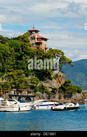 Bemalten Häuser im Hafen von Portofino, Golf von Genua, Italien, Europa Stockfoto