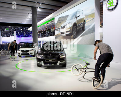 Frankfurt am Main, Deutschland. 9. September 2013. Skoda Auto Autobauer präsentiert Weltpremiere komplett neu SUV Skoda Yeti beim 65. IAA Internationale Automobilausstellung in Frankfurt/Main, auf Dienstag, 10. September 2013. (CTK Foto/Petr Mlch) Stockfoto