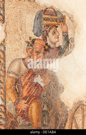 Zypern, Paphos Stadt, Gazibaf, Website der antiken Ruinen, archäologischer Park, Mosaik in das Haus des Theseus Stockfoto
