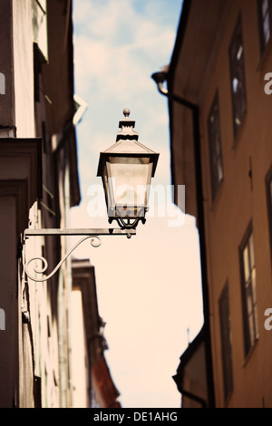 Stadtbild mit alten Gebäuden in Schwedens Hauptstadt Stockholm Stockfoto