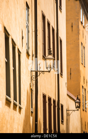 Stadtbild mit alten Gebäuden in Schwedens Hauptstadt Stockholm Stockfoto