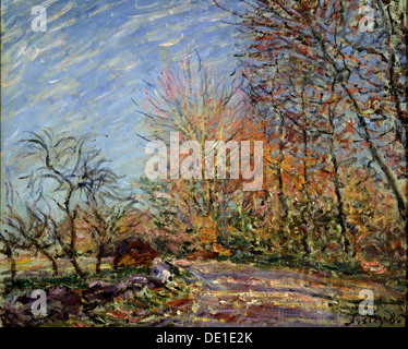 "Am Rande des Waldes von Fontainebleau', 1885. Schöpfer: Alfred Sisley. Stockfoto