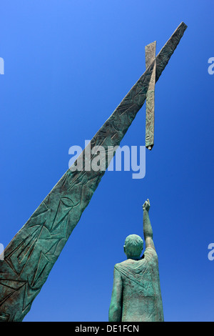 Die Statue des Pythagoras, der berühmte griechische Philosoph und Mathematiker, in Pythagoreion Stadt, Insel Samos, Griechenland. Stockfoto