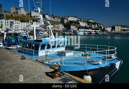 Trawler in der Fischerei Hafen von Granville (Low-Normandie, Frankreich). Stockfoto