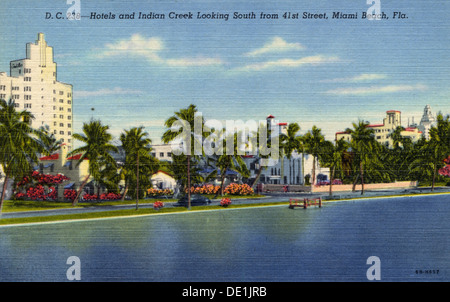 Hotels und Indian Creek im Süden von 41st Street, Miami Beach, Florida, USA, 1946. Artist: Unbekannt Stockfoto