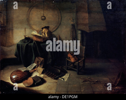 "Melancholie II (Wissenschaftler in seinem Atelier)", holländische Malerei des 17. Jahrhunderts. Künstler: Isaak de Jouderville Stockfoto