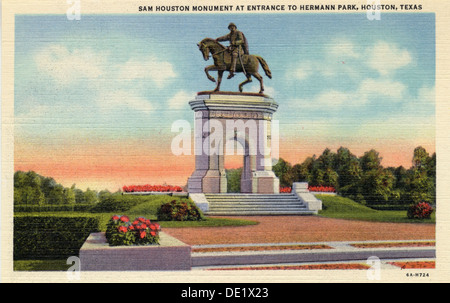 Sam Houston Denkmal am Eingang zu Hermann Park, Houston, Texas, USA, 1936. Artist: Unbekannt Stockfoto