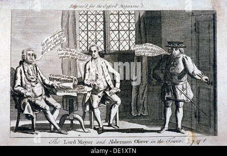 Der Oberbürgermeister [Crosby Messing] und Stadtrat Oliver, 1771 in den Tower of London inhaftiert. Künstler: Anon Stockfoto