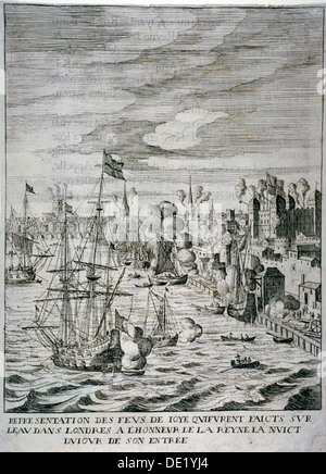 Ankunft der Königin Henrietta Maria an der Tower of London, c1625 (c1638(?)). Künstler: Anon Stockfoto