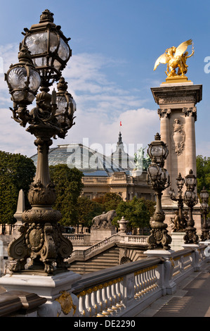 Brücke Alexander III in Paris, Frankreich wurde zwischen 1896 und 1900 erbaut. Stockfoto