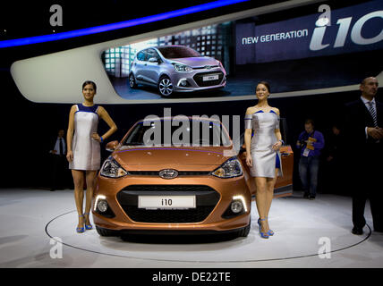 Frankfurt am Main, Deutschland. 10. September 2013. Autobauer Hyundai präsentiert neue Generation Kleinwagen i10 während 65. IAA Internationale Automobilausstellung in Frankfurt/Main, auf Dienstag, 10. September 2013. (CTK Foto/Petr Mlch) Bildnachweis: CTK/Alamy Live-Nachrichten Stockfoto