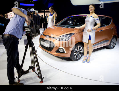 Frankfurt am Main, Deutschland. 10. September 2013. Autobauer Hyundai präsentiert neue Generation Kleinwagen i10 während 65. IAA Internationale Automobilausstellung in Frankfurt/Main, auf Dienstag, 10. September 2013. (CTK Foto/Petr Mlch) Bildnachweis: CTK/Alamy Live-Nachrichten Stockfoto
