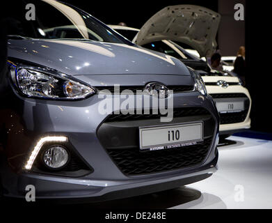 Frankfurt am Main, Deutschland. 10. September 2013. Autobauer Hyundai präsentiert neue Generation Kleinwagen i10 während 65. IAA Internationale Automobilausstellung in Frankfurt/Main, auf Dienstag, 10. September 2013. (CTK Foto/Petr Mlch) Bildnachweis: CTK/Alamy Live-Nachrichten Stockfoto
