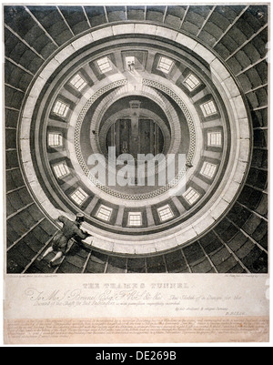 Welle für den Abstieg bis zum Eingang des Thames Tunnel (Ansicht von oben), London, 1831. Künstler: Anon Stockfoto