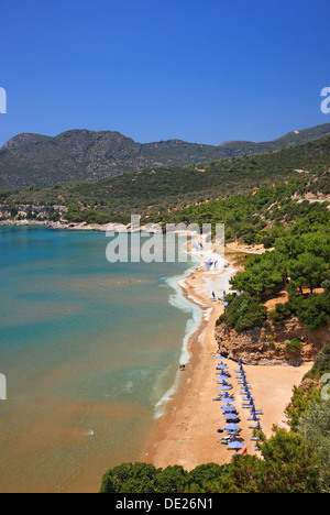 Psili Ammos Strand, direkt neben Kambos (von Marathokampos) Dorf, Insel Samos, Griechenland. Stockfoto