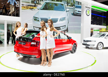 Frankfurt am Main, Deutschland. 10. September 2013. Skoda Auto Autobauer präsentiert Welt premiere Skoda Rapid Spaceback während der 65. IAA Internationale Automobilausstellung in Frankfurt/Main, auf Dienstag, 10. September 2013. (CTK Foto/Rene Fluger) Bildnachweis: CTK/Alamy Live-Nachrichten Stockfoto