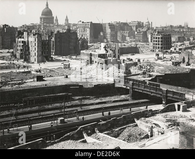 Das Barbican Gegend der Stadt London, Weltkrieg II, 1942. Künstler: Arthur Kreuz, Fred Tibbs Stockfoto