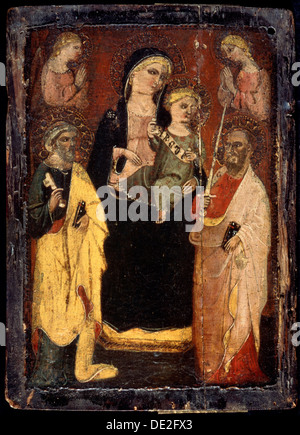 "Madonna und Kind inthronisiert mit Heiligen Peter und Paul", c1400. Künstler: Meister von San Jacopo ein Muciano Stockfoto