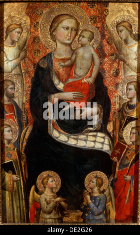"Madonna mit Kind, Heiligen und Engel, späten 14. oder frühen 15. Jahrhundert. Künstler: Niccolo di Pietro Gerini Stockfoto