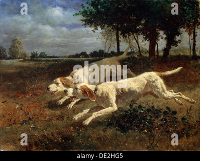 "Running Dogs", 1853.  Künstler: Konstante Troyon Stockfoto