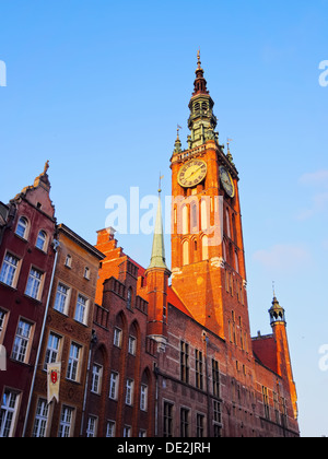 Rathaus von der wichtigsten Stadt von Danzig, am Dlugi Targ - lange Market Street, Polen. Stockfoto