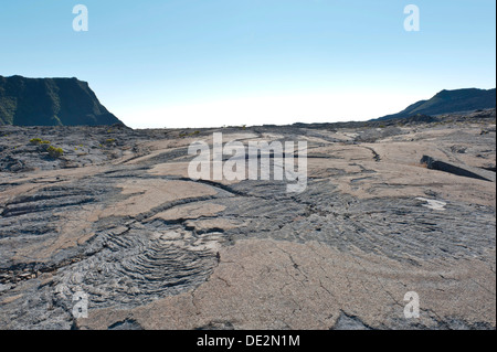 Abgekühlte Lava flow am Fuße des Vulkans Piton De La Fournaise, Mycelstränge Lava, Piton De La Fournaise, La Réunion, Reunion Stockfoto