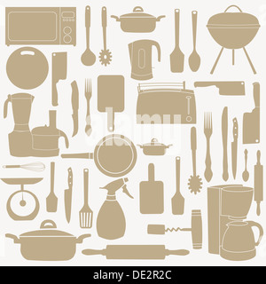 Vektor-Illustration der Küchengeräte zum Kochen Stockfoto