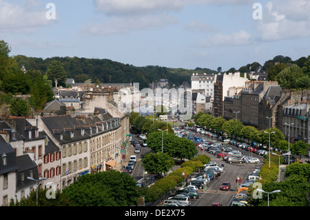 Morlaix vom Viadukt, Bretagne, Frankreich Stockfoto