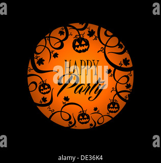 Happy Halloween Kürbis Laterne und Text in orange Kreis über Grunge Hintergrund. Stockfoto